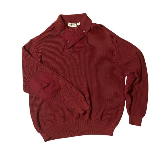 Vintage Orvis 100% Cotton Button Neck Sweater XXL Red Made in Hong Kong - Picture 1 of 6